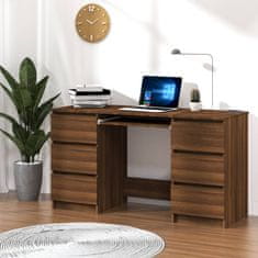Vidaxl Pisalna miza rjavi hrast 140x50x77 cm konstruiran les