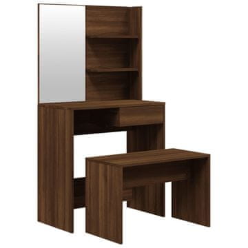 Vidaxl Toaletna mizica komplet rjavi hrast 74,5x40x141 cm