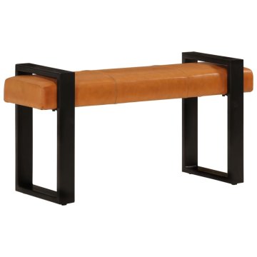 Vidaxl vidaXL Klop, črno-rjava, 110 cm, naravno kozje usnje