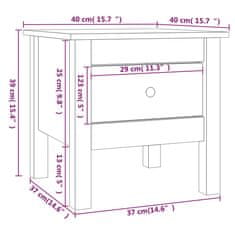 Vidaxl Stranska mizica 40x40x39 cm trdna borovina