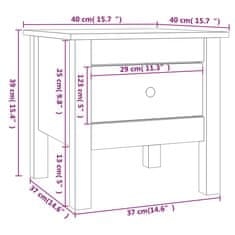 Greatstore Stranska mizica siva 40x40x39 cm trdna borovina