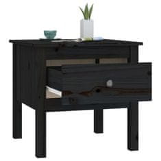 Vidaxl Stranska mizica črna 50x50x49 cm trdna borovina