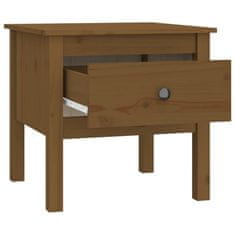 Vidaxl Stranska mizica medeno rjava 50x50x49 cm trdna borovina