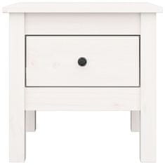 Vidaxl Stranska mizica bela 40x40x39 cm trdna borovina