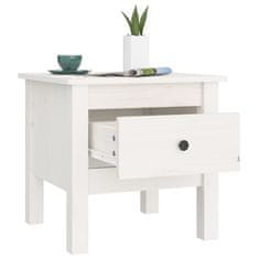 Vidaxl Stranska mizica bela 40x40x39 cm trdna borovina