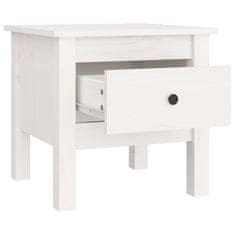 Vidaxl Stranska mizica bela 40x40x39 cm trdna borovina