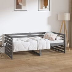 Vidaxl Dnevna postelja siva 90x190 cm trdna borovina