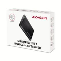 AXAGON EE25-A6C SuperSpeed USB 3.2 Gen 1 tip C, zunanji aluminijasti zaboj za 2,5" SATA SSD/HDD, brez vijakov