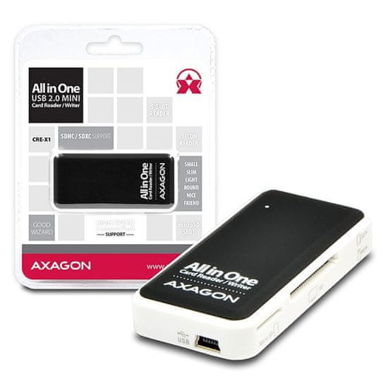 AXAGON Bralnik kartic CRE-X1 zunanji, mini, 5 rež ALL-IN-ONE