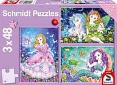 Schmidt Puzzle Princesa, vila in morska deklica 3x48 kosov