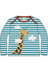 Frugi MAJČKA Z DOLGIMI ROKAVI Blue Stripe/Giraffe, 86/92 