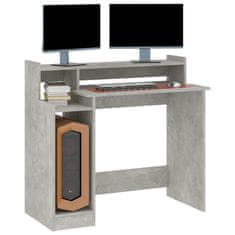 Greatstore Pisalna miza z LED lučmi betonsko siva 97x45x90 cm kons. les