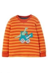 Frugi MAJČKA Z DOLGIMI ROKAVI Marigold Stripe/ Dino Tractor, 80/86