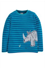 Frugi MAJICA Z DOLGIMI ROKAVI Deep Sea Stripe/Rhino, 104/110