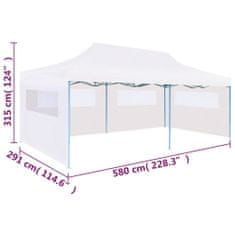 shumee Zložljiv šotor s škarjami in stranskimi stenami 3 x 6 m jeklo bele barve