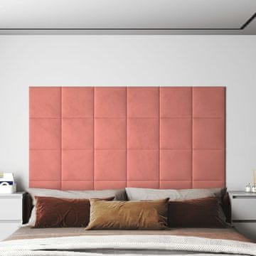 shumee vidaXL Stenski paneli 12 kosov roza 30x30 cm žamet 1,08 m²