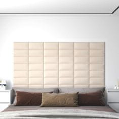 shumee vidaXL Stenski paneli 12 kosov krem 30x15 cm žamet 0,54 m²