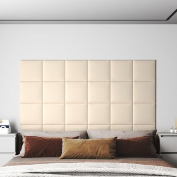 shumee vidaXL Stenski paneli 12 kosov krem 30x30 cm žamet 1,08 m²