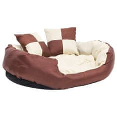 Vidaxl Pasja blazina dvostranska in pralna rjava in krem 85x70x20 cm