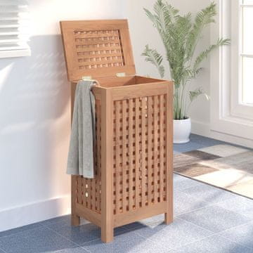 Vidaxl Koš za perilo 35x25x60 cm trdna tikovina