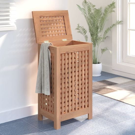 Vidaxl Koš za perilo 35x25x60 cm trdna tikovina