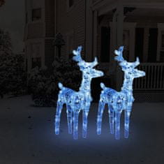 Greatstore Božični severni jeleni 2 kosa modri 80 LED akril