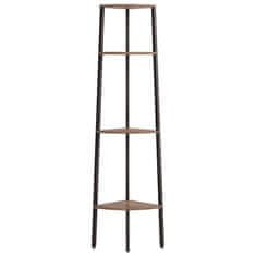 Vidaxl 4-nadstropni kotni regal temno rjav in črn 45,5x31,5x150 cm