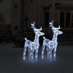 shumee Božični severni jeleni 2 kosa hladno beli 80 LED akril