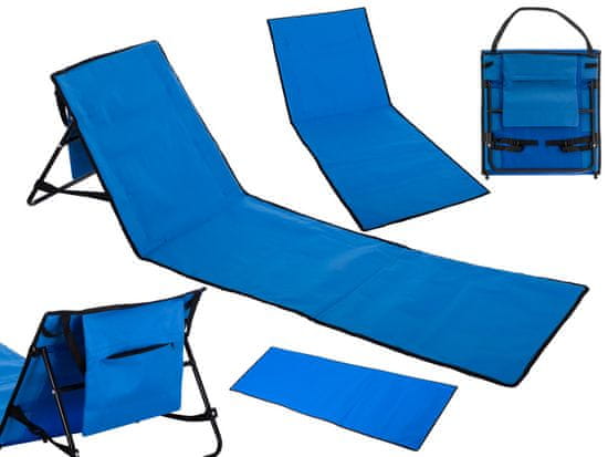 Ikonka Aga Zložljiv ležalnik za plažo z naslonjalom 150x47x48cm