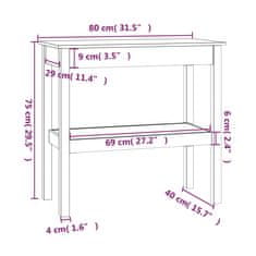 Vidaxl Konzolna mizica siva 80x40x75 cm trdna borovina