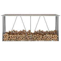 shumee vidaXL Vrtna lopa za drva pocinkano jeklo 330x84x152 cm rjava