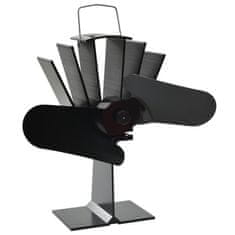 Vidaxl Ventilator za kamin na toploto z 2 kriloma črn