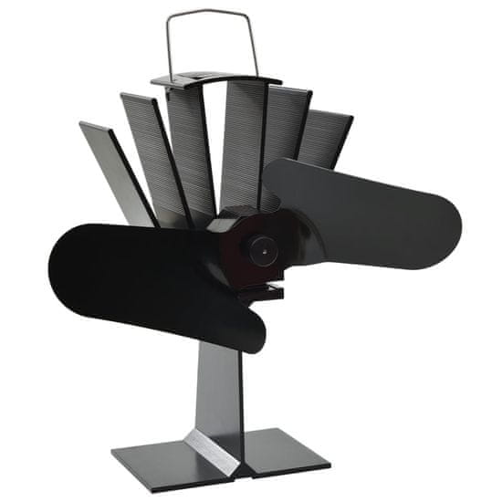 Greatstore Ventilator za kamin na toploto z 2 kriloma črn