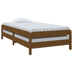 Vidaxl Postelja medeno rjava 75x190 cm trdna borovina