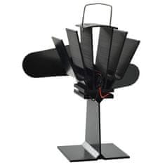 Greatstore Ventilator za kamin na toploto z 2 kriloma črn