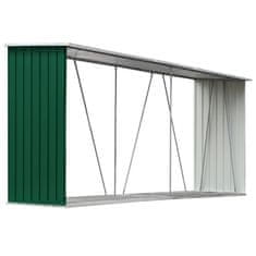 shumee Vrtna lopa za drva pocinkano jeklo 330x84x152 cm zelena