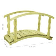 Vidaxl Vrtni most z ograjo 170x74x105 cm impregnirana borovina