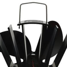 Vidaxl Ventilator za kamin na toploto s 4 krili črn