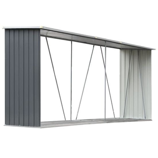 Greatstore Vrtna lopa iz pocinkanega jekla 330x84x152 cm siva