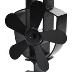 Greatstore Ventilator za kamin na toploto s 5 krili črn