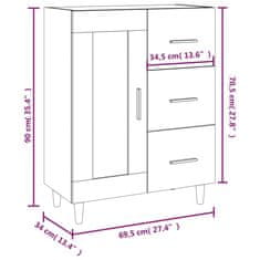 Vidaxl Komoda betonsko siva 69,5x34x90 cm konstruiran les
