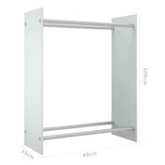 Vidaxl Stojalo za drva belo 80x35x100 cm kaljeno steklo