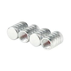 Northix 4x pokrovčki ventilov za avto, aluminij - srebrni 
