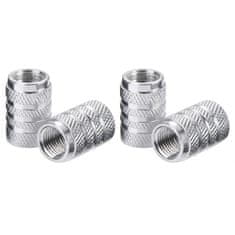 Northix 4x pokrovčki ventilov za avto, aluminij - srebrni 
