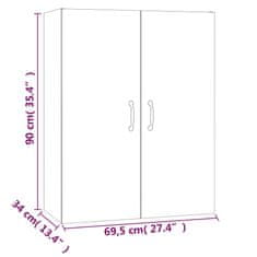 Vidaxl Viseča omarica dimljeni hrast 69,5x34x90 cm konstruiran les