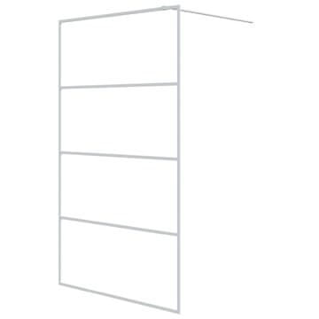 Vidaxl Pregrada za tuš srebrna 115x195 cm prozorno ESG steklo