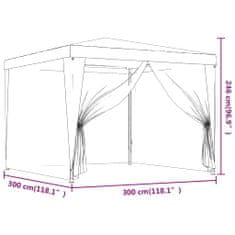 Vidaxl Vrtni šotor s 4 mrežastimi stranicami rdeč 3x3 m HDPE