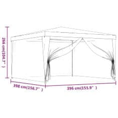 Vidaxl Vrtni šotor s 4 mrežastimi stranicami moder 4x4 m HDPE