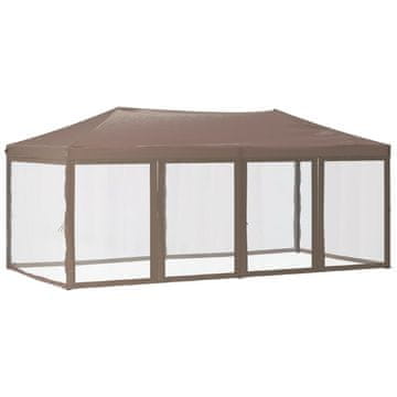 Vidaxl Zložljiv vrtni šotor s stranicami taupe 3x6 m