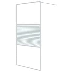 Vidaxl Pregrada za tuš bela 100x195 cm prozorno ESG steklo